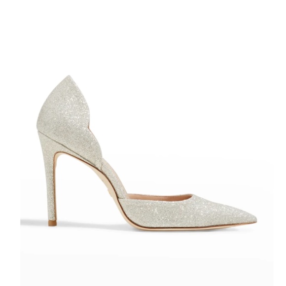 NIB $475  Stuart Weitzman Stuart Glitter D'orsay Pumps in size 38.5 / 8.5! - Picture 2 of 4